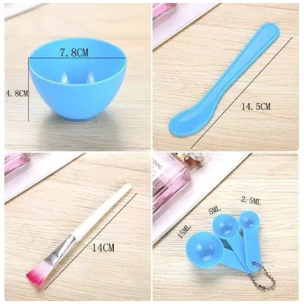 Mangkok Masker Set 4 in 1 Mangkok, Kuas, Pengaduk &amp; Sedok &amp; Sendok Takar