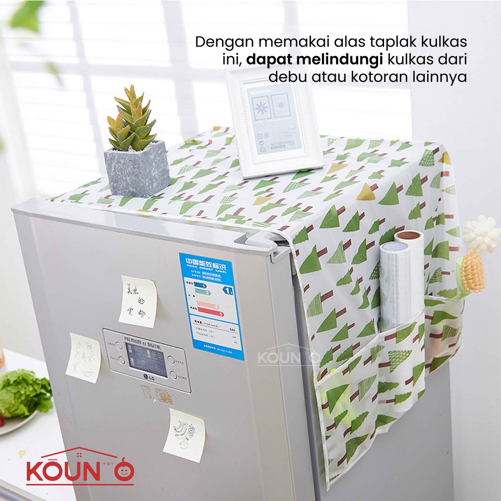 Cover Penutup Kulkas Anti Air Kain Tutup Kulkas Karakter Taplak Waterproof Refrigerator Dust Cover