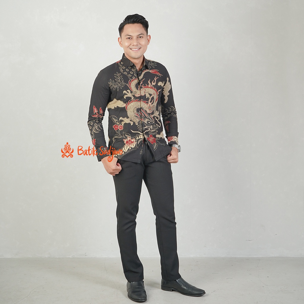 Hem Kemeja Batik Solo Laki Laki Modern Tangan Panjang 1124