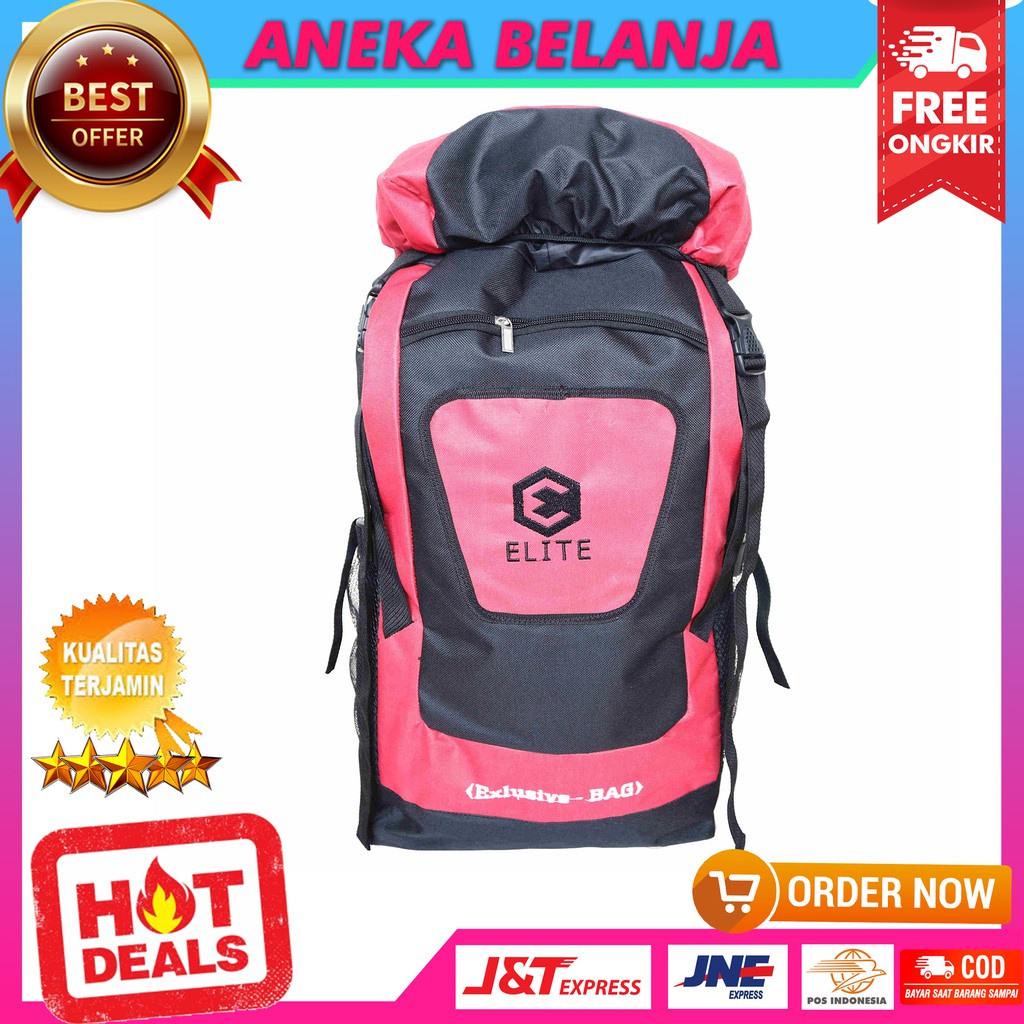 Backpack Elite Besar Merah Muncak Hiking Terbaru Casual Kuat Awet Kece Multifungsi Tas Hangout Murah