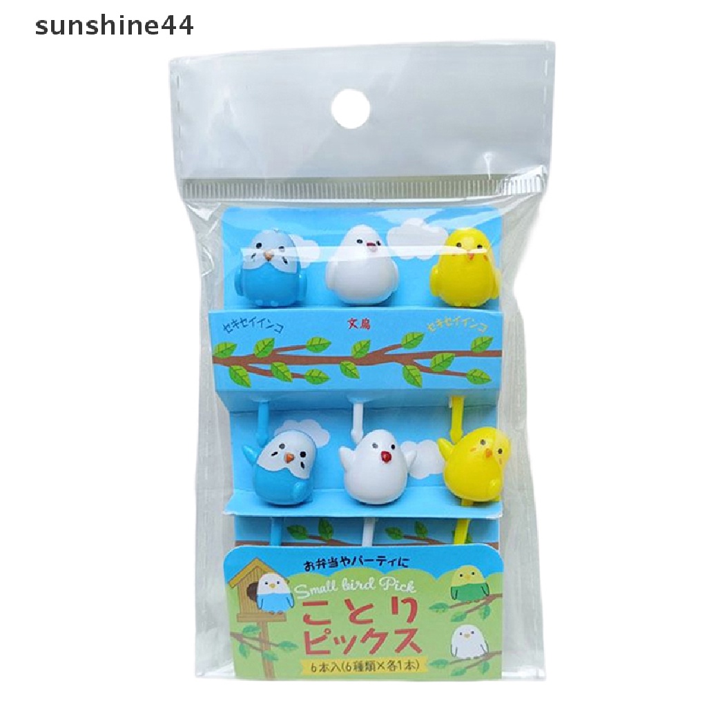 Sunshine 6Pcs / Set Garpu Buah / Dessert / Kue Bentuk Anak Ayam Mini Lucu Untuk Anak