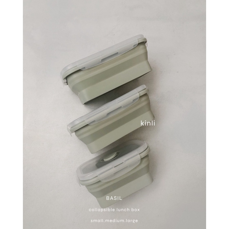 collapsible lunch box grey foldable food container tempat makan lipat kinli