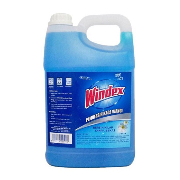 CAIRAN PEMBERSIH KACA WINDEX 4 LITER JERIGEN GLASS CLEANER WANGI FRESH BIRU