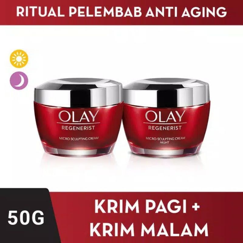 Olay Set Regenerist Micro Sculpting Day + Night Cream 50gr Krim Siang Malam