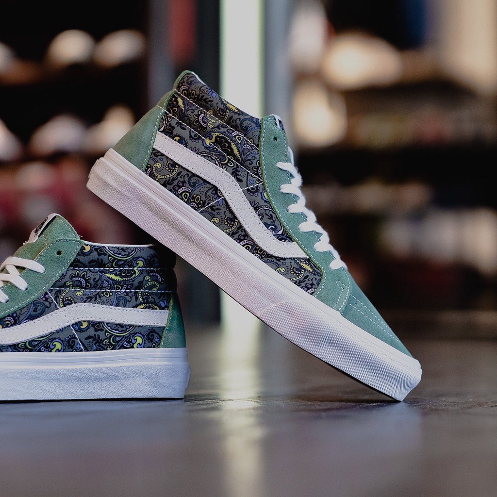 VANS SK8-MID REISSUE PAISLEY &quot;HEDGE/GREEN&quot; ORIGINAL 100%