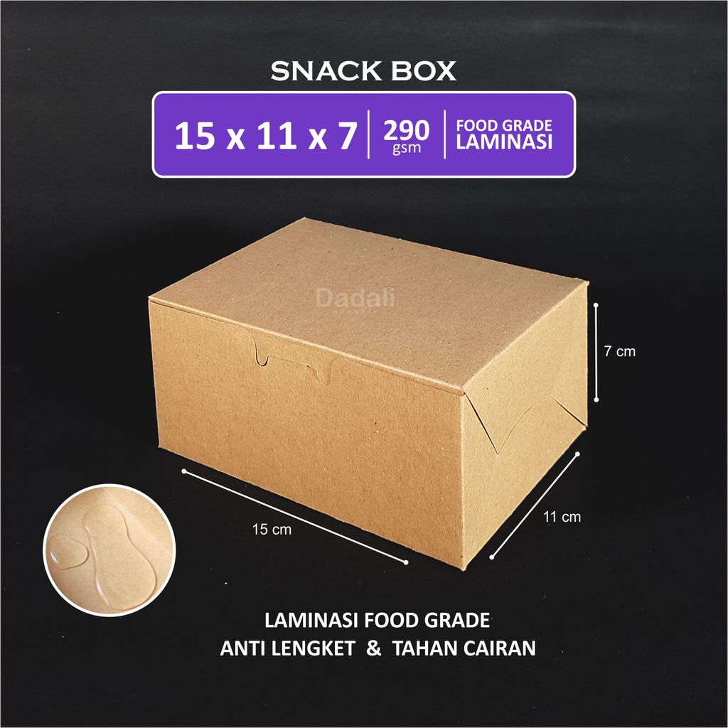 Dus Snack Box Laminasi Kraft Coklat Tebal 290gsm Dus Kue / Fried Chicken / Martabak / Roti bakar