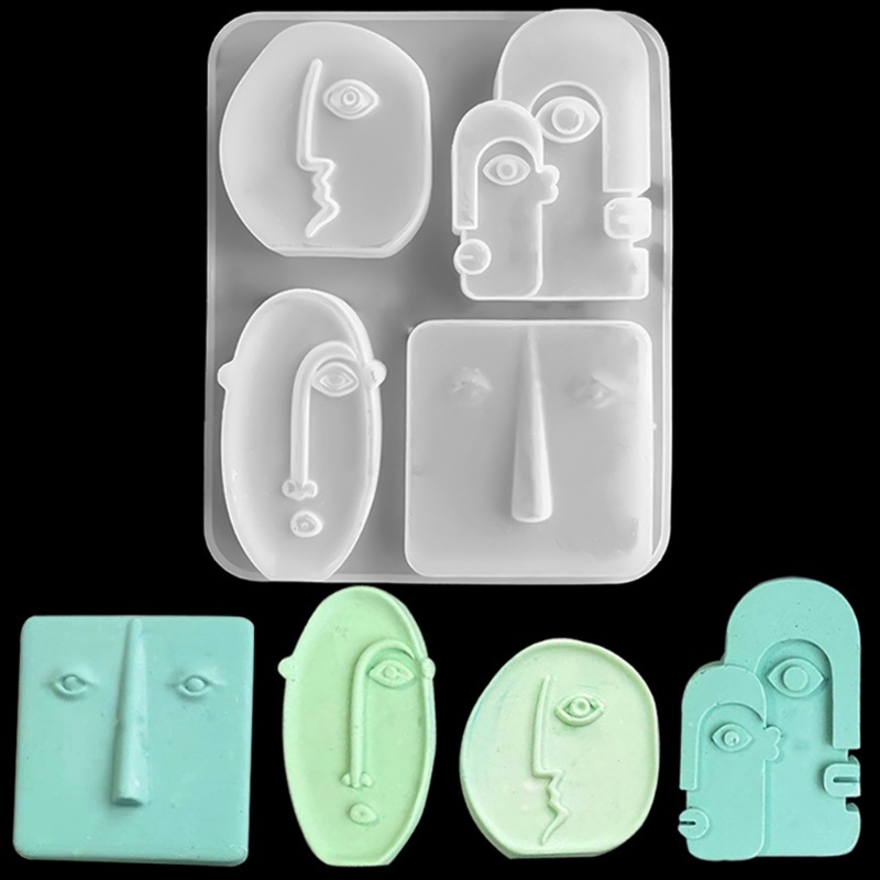 Cetakan Silikon Resin Epoksi Handmade DIY Desain Wajah Manusia 3D Abstrak Untuk Pesta