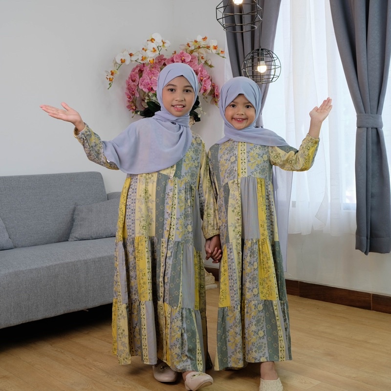 GAMIS COUPLE IBU DAN ANAK GAMIS FLOWER ETNIK