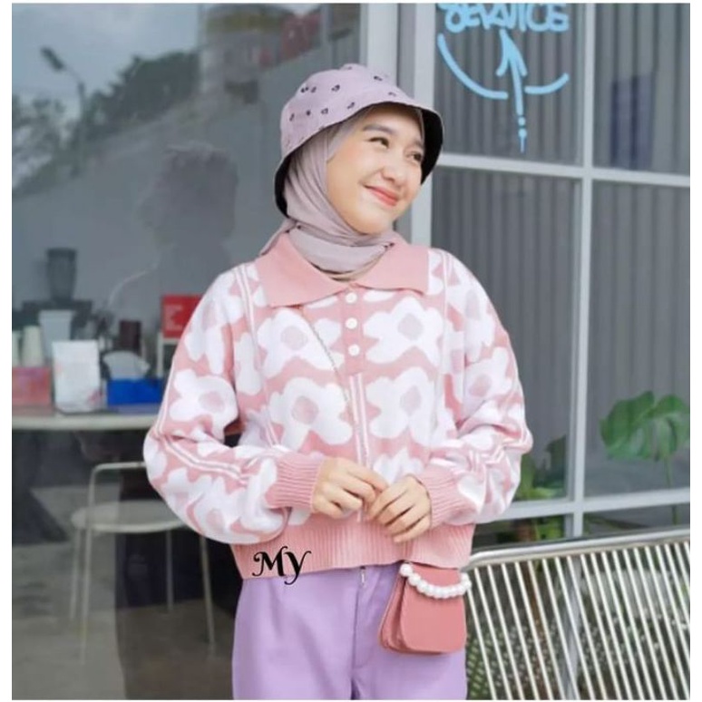 SWETER ELLY  BUNGA CROP KOREA Vintage