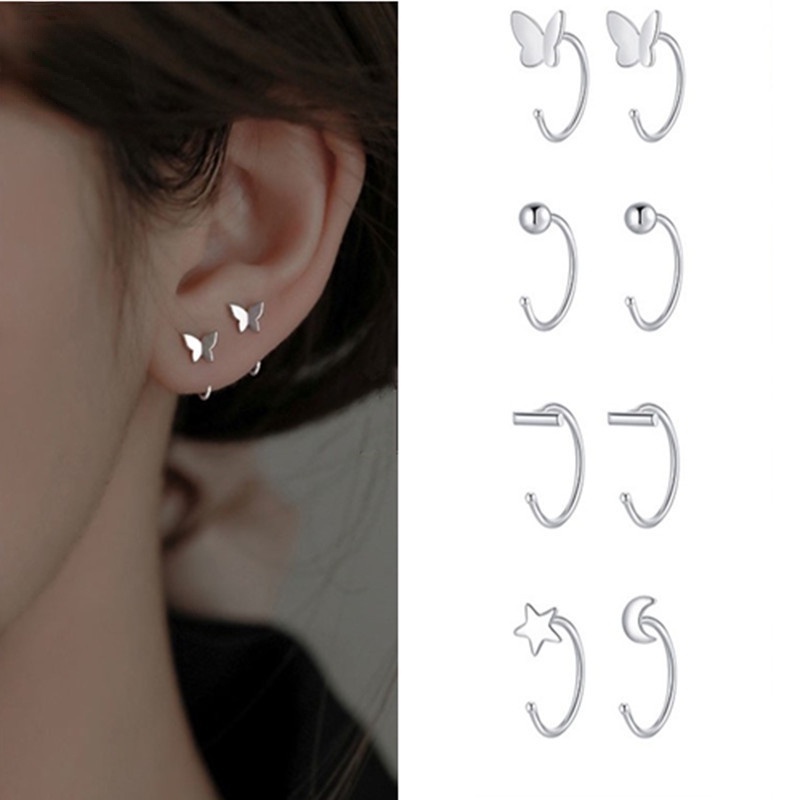 Anting Tusuk Sterling Silver 925 Gaya Korea Untuk Wanita