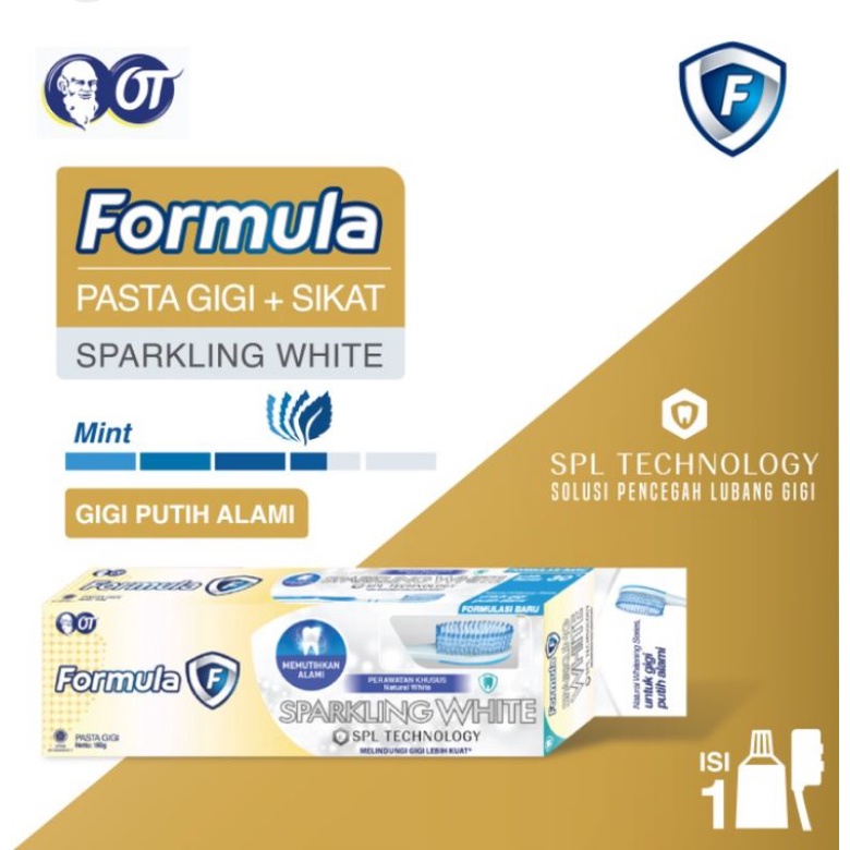 Formula Pasta Gigi + Sikat Gigi Sparkling White 160g