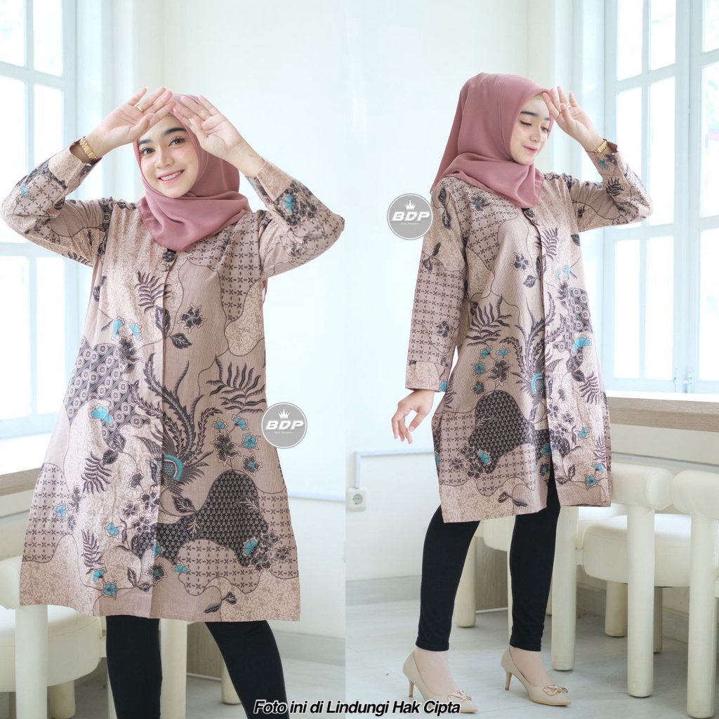 Baju Batik Wanita Modern M L XL XXL Atasan Batik Kerja Wanita Blouse Batik Kantor Seragam Batik Modern