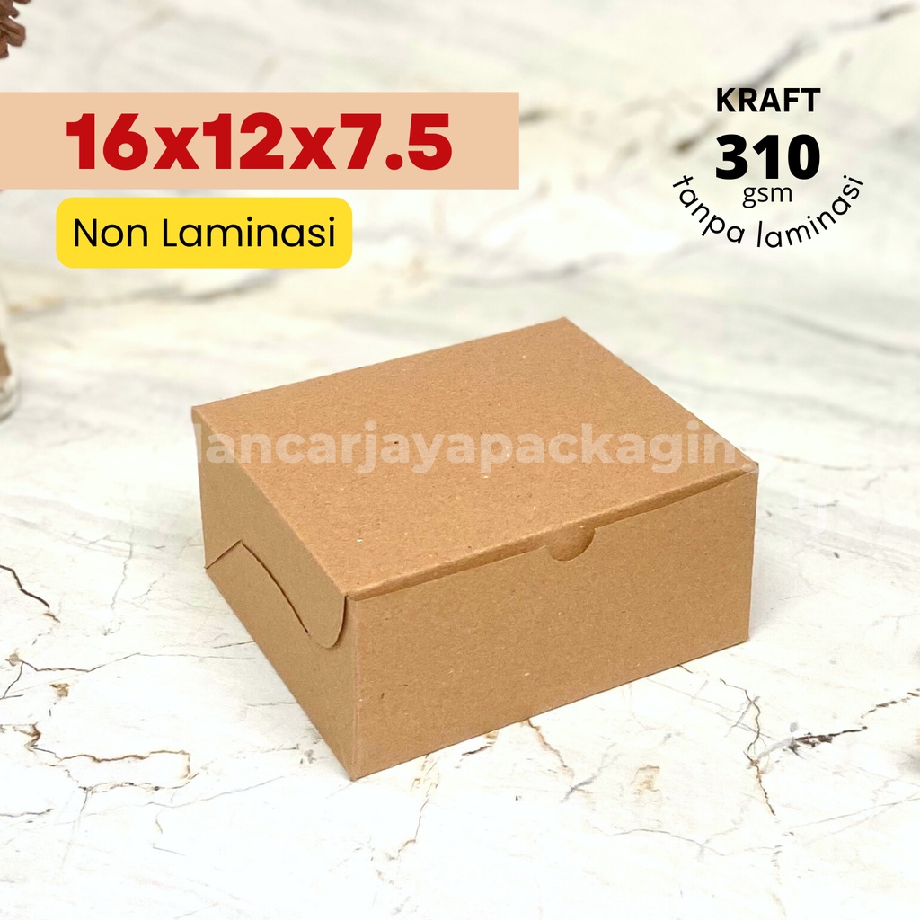 Kotak Snack Kue Nasi Roti Box Kemasan Packing Makanan Dos Coklat Kraft 16x12x7.5