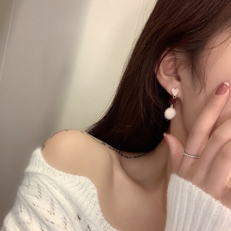 Anting Tusuk Lapis Silver S925 Bentuk Hati Warna Pink Gaya Korea Untuk Wanita