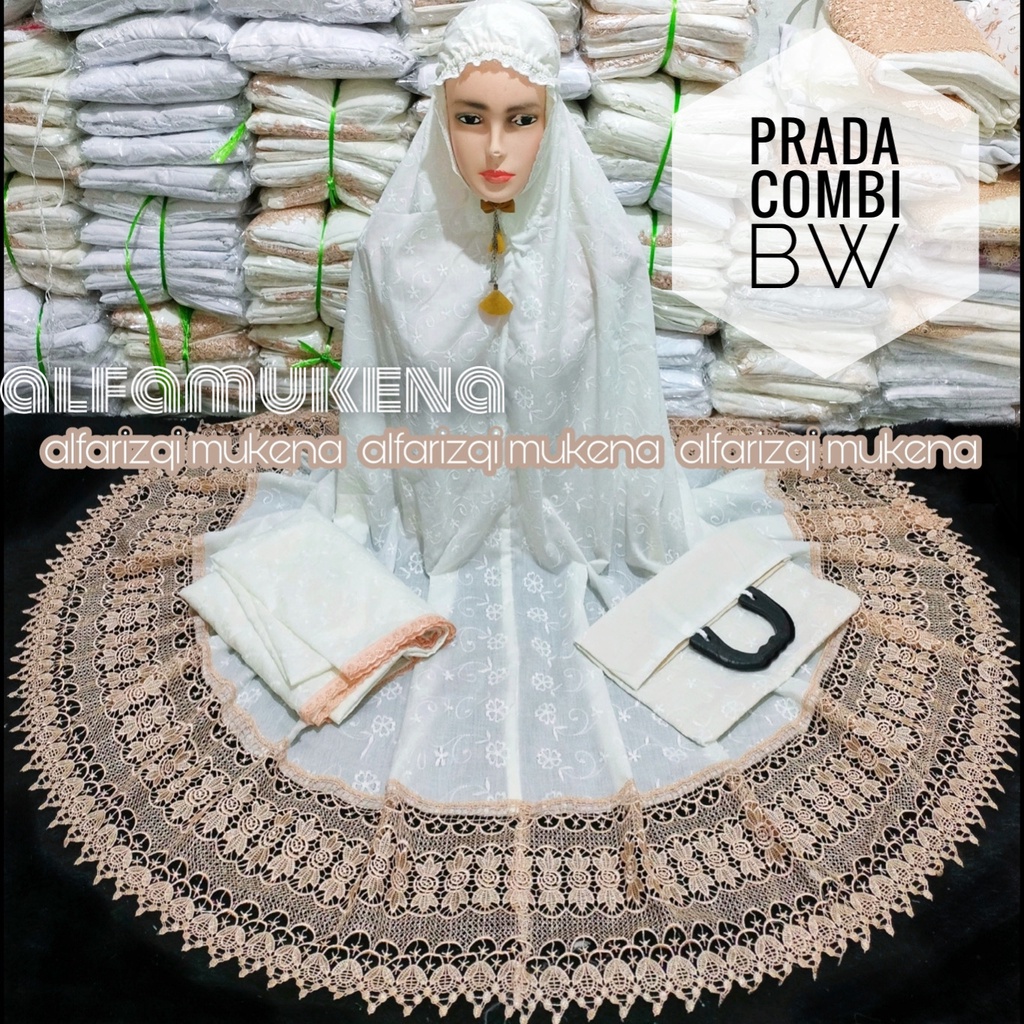 Mukena dewasa katun paris bordir mix renda prada