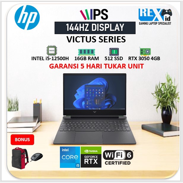 Laptop HP VICTUS FA0011TX RTX 3050 i5 12500H 144HZ