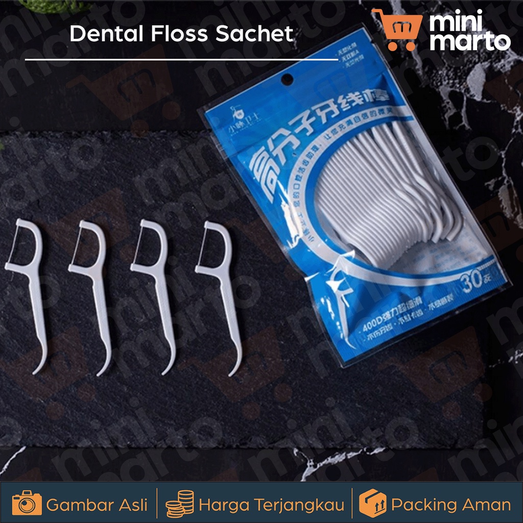 Dental Floss 30 Pcs / Benang dan Tusuk Gigi Pembersih Sela Gigi - Minimarto