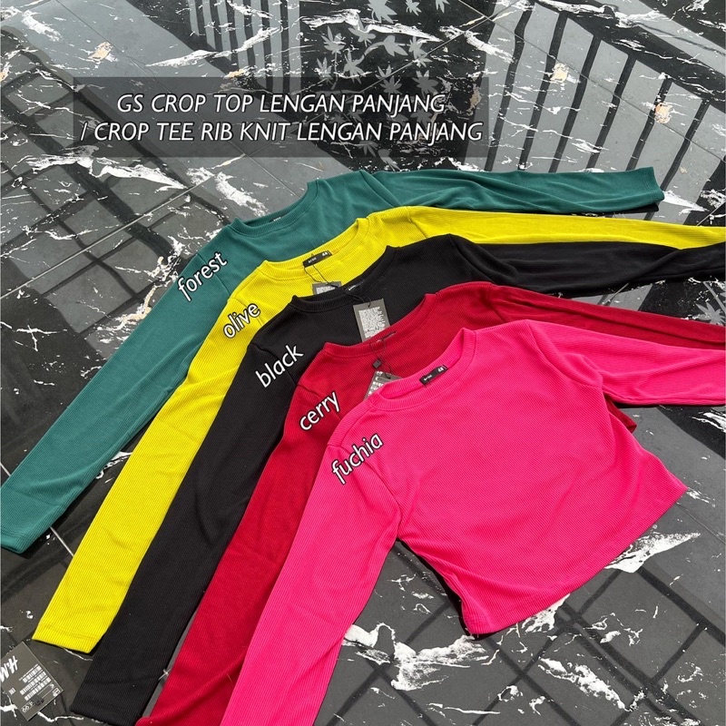 GS CROP TOP LENGAN PANJANG / CROP TEE RIB KNIT LENGAN PANJANG
