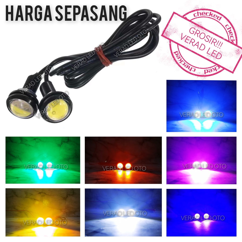 Lampu LED Mata Elang (1 PASANG) DRL COB Eagle Eye Besar 23mm 12V 3W