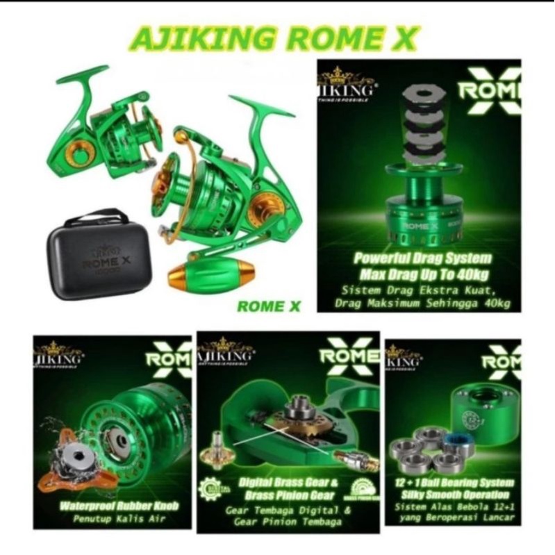 Reel Ajiking Rome X 6000 dan 10000 Max drag 40kg