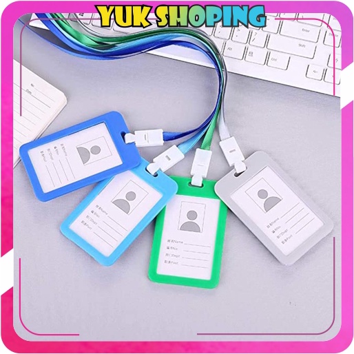 

✧YUKSHOPING✧ Name Tag Id Card Transparant Gantungan Kartu Nama Plastik Vertical Lanyard Potrait Motif Polos Warna Warni Tanda Pengenal Bening Horizontal R814