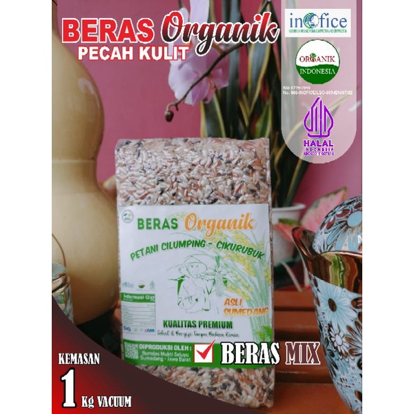 

Beras Mix Organik Pecah Kulit (Merah+Hitam+Coklat) Pulen & Enak Kemasan Vakum 1Kg