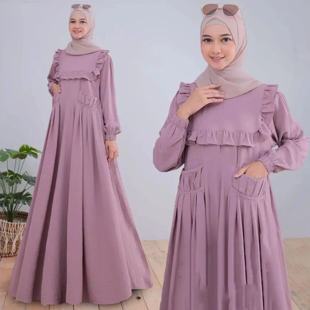 Baju Gamis Wanita Terbaru 2022 Neyza Dress Polos Crinkle AirFlow Baju Kondangan Wanita Kekinian Long Dress Muslim Busui Friendly