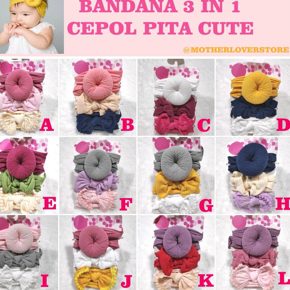 {LRD.18Oc22х} Bandana Bayi Cepol Pita Polos 3 In 1 Import