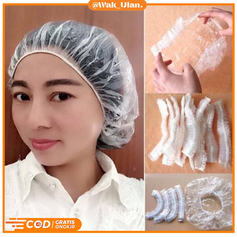 PENUTUP RAMBUT KEPALA PLASTIK PLASTICK PLASTIC MANDI PELINDUNG CAT RAMBUT HAIR CAP SHOWER NURSE CAP TRANSPARAN