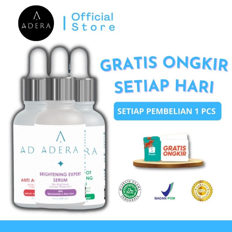 SERUM RECOMMENDED  ADERA FACE SERUM PENGHILANG JERAWAT / PENGHILANG KUSAM / PENGHILANG KOMEDO 100% A