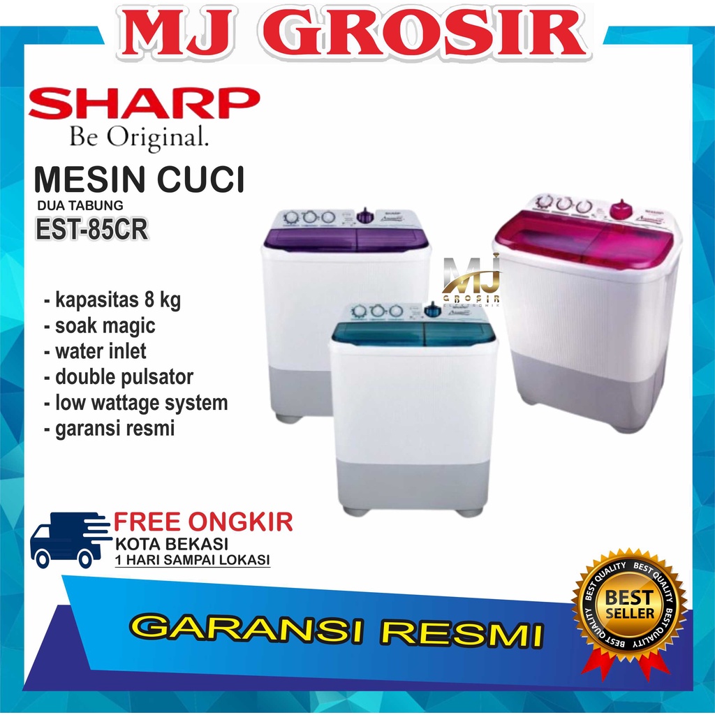 MESIN CUCI SHARP EST 85CR 8 KG 2 TABUNG 85 CR 8KG NEW SUPER AQUAMAGIC