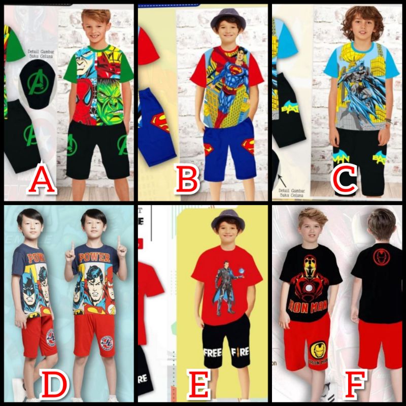 8-13th London Kids Setelan Anak Laki laki - Baju Pakaian Set Anak Laki laki Cowok Cowo Superhero Sup