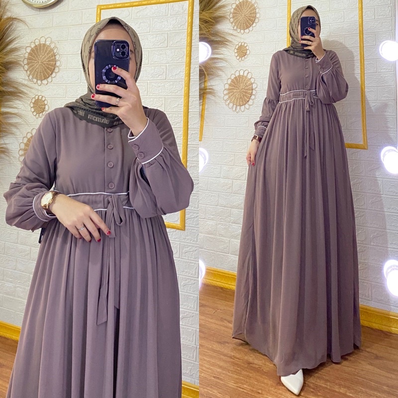 Gamis Polos Nabila Ceruty Babydoll Premium Import by:irnanda