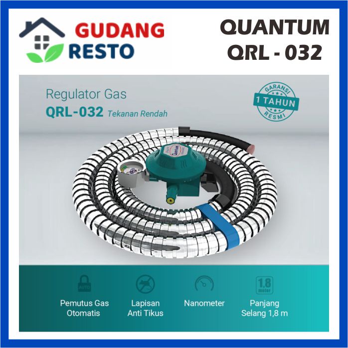 Selang dan Regulator Gas LPG Quantum QRL 032 / QRL032 /QRL-032 ELPIJI 3 KG / 12 KG SEMUA KOMPOR ORIGINAL GARANSI