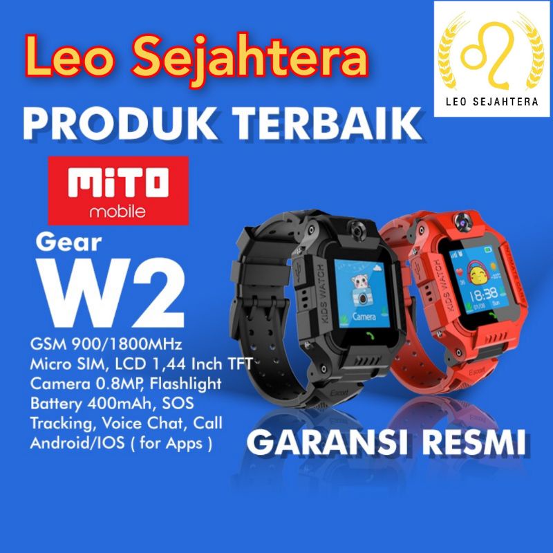 Jam HP anak smartwatch murah mito gear w2 bisa telpon sms pakai sim card garansi resmi
