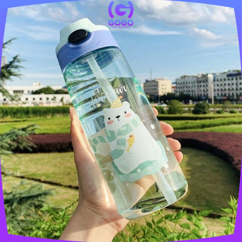 GOGO-C309 Botol Air Minum 550ML Food Grade / Botol Minum Anak Sedotan Lucu Motif Karakter Imut BPA FREE