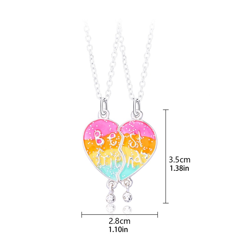 Fancyqube 2Pcs / Set Kalung Rantai Liontin Big Sister Little Sister Warna-Warni Untuk Hadiah