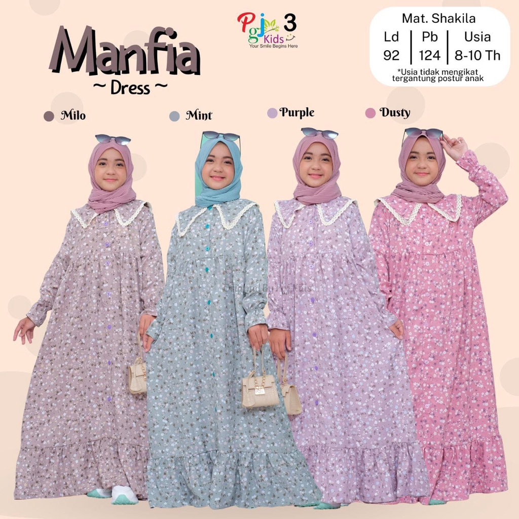 PROMO COD Dress Gamis Terbaru Cocok Untuk Remaja Perempuan Usia 8-10 Tahun Motif Bunga Cantik Manfia