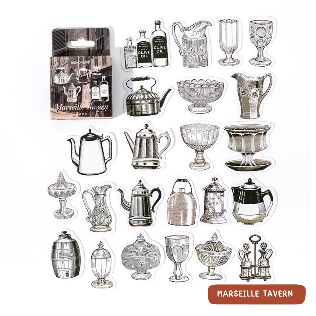 

Bullet Journal Kit I (10 pcs) Marseille Tavern ~ Vintage Series Mini Sticker