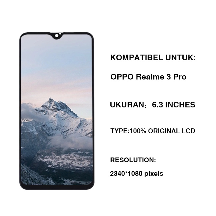 [ORIGINAL] LCD Realme 3Pro Fullset Touchscreen ORI Touch Screen Bagian Digitizer Layar Sentuh Versi Tinggi
