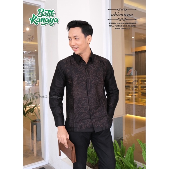 ABIMANA Batik Pria Premium Lengan Panjang Berlapis Furing Bahan Katun Halus Sragenan By Kanaya
