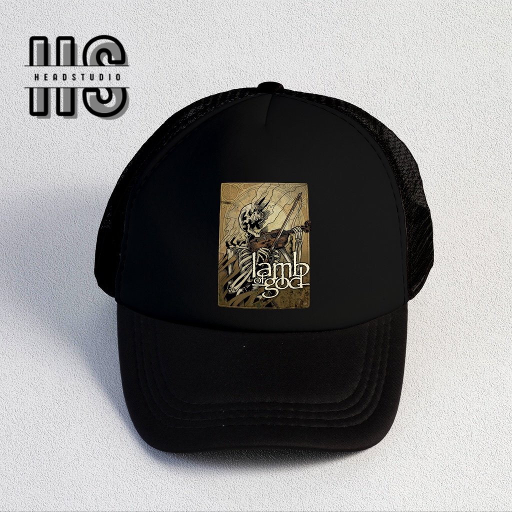 Lamb Of God | Trucker Hat Best Seller | Topi Pria | Topi | Trucker | Topi Band | Baseball | Band | Topi Jaring | Topi Sablon | Head Studio