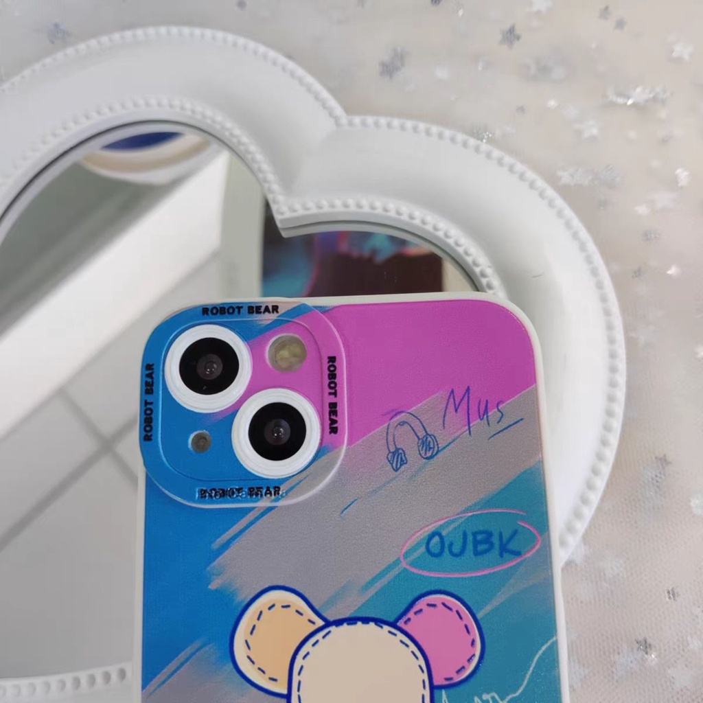 Ins Casing iPhone 14 14pro 14Plus 14prm 13 13pro 13prm 11 7Plus 8Plus Xr XS 12pro Max Shockproof Motif Beruang