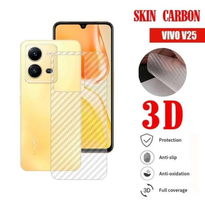 VIVO Y02T Y02 V25E Y75 5G V23e Y33S Y01A Y21T Y21S Y21 2021 V21 4G V21 5G ANTI GORES BELAKANG SKIN CARBON, GARSKIN KARBON TRANSPARAN BELAKANG BACK ANTI JAMUR, V23 e 5G