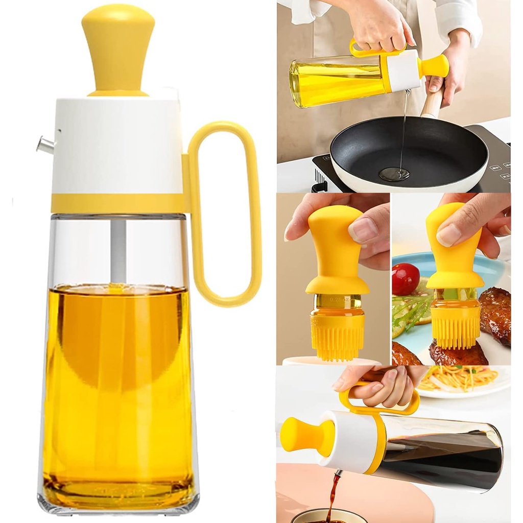 Botol Minyak 2 IN 1 Gelas Kaca | Oil Bottle | Botol Minyak dan Saus Langsung Oles dan Tuang | Botol Minyak High Quality 2 IN 1