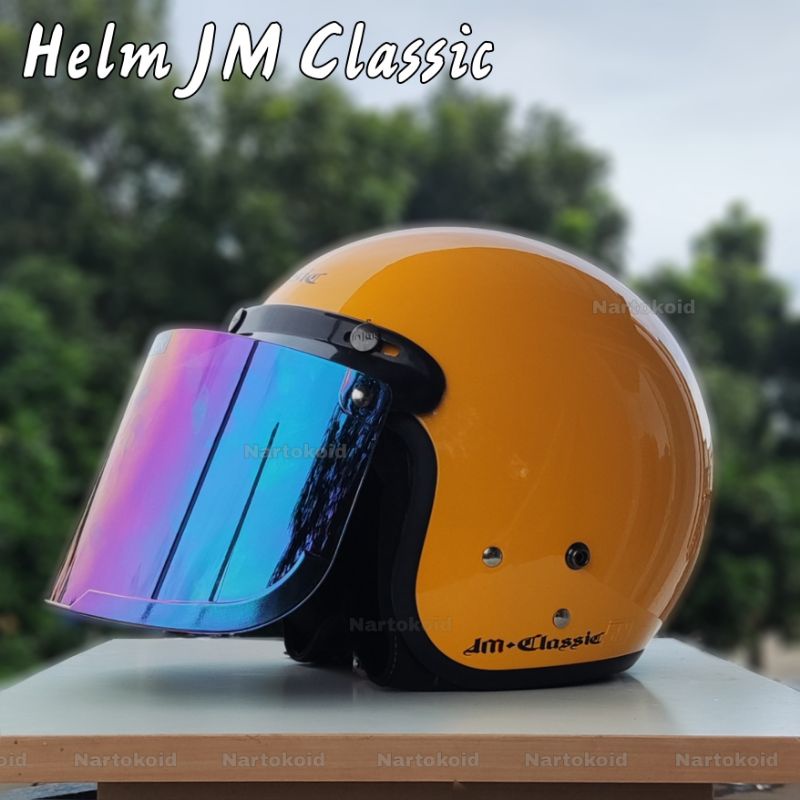 Helm Bogo Dewasa Polos Busa Coklat Premium Helm Thinos New Reborn List Coklat Full Leher SNI