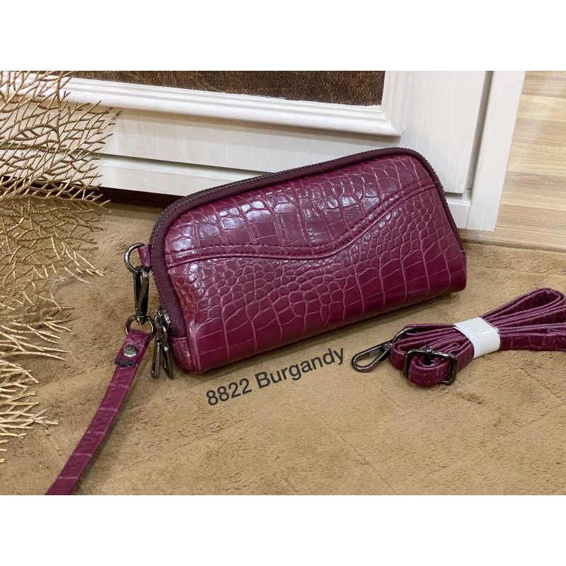 Tas Slempang Oval 2 Resleting 8822 Bahan Croco