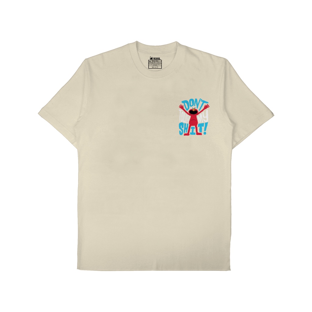 Kuul Industries - Oversize Tshirt Sesame Street Elmo Dont Touch My Sh*t Cream Pastel | Pria Wanita Cowok Cewek Laki Perempuan | Distro | Oblong | Cotton Katun |Keren Murah