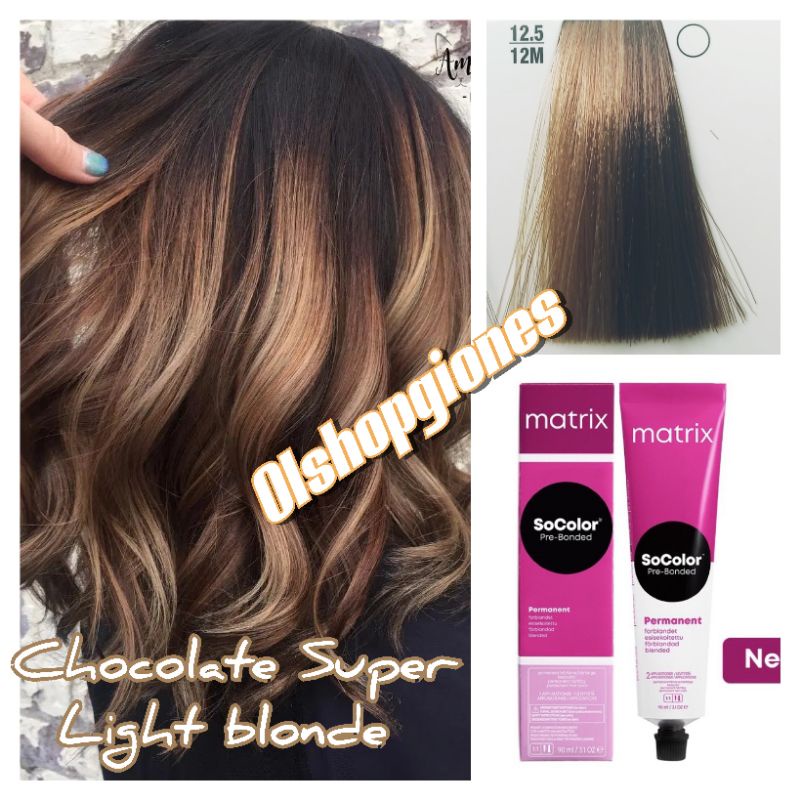 Cat Rambut Matrix Socolor 12.5 / 12M + Oxydant ( campuran ) Chocolate super Light blonde spa wonder