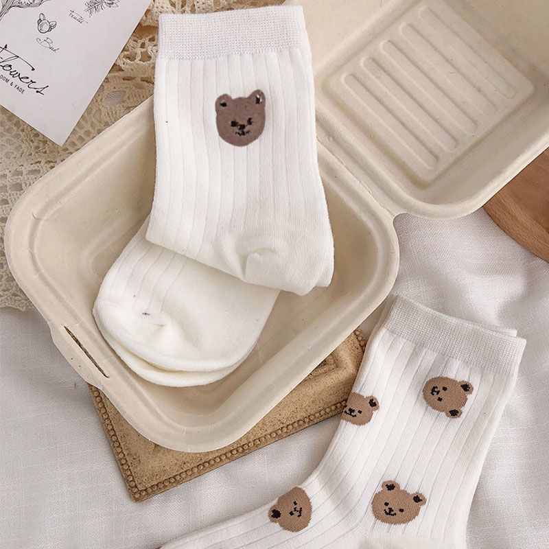 [COD] KAOS KAKI ANJING MOTIF BERUANG BUNGA LUCU CUTE IMPORT ALA KOREA KAOS KAKI FASHION WANITA KATUN LEMBUT